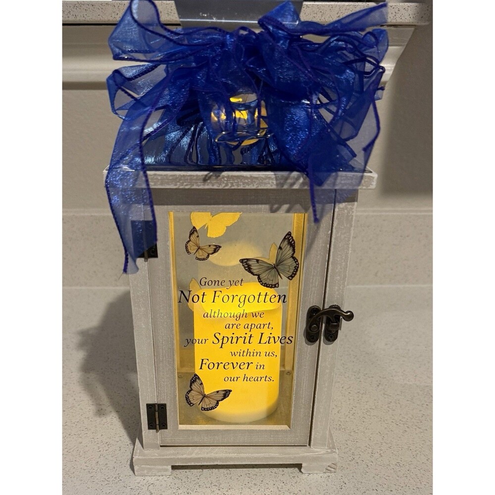 Memorial Lantern Those We Love Don't Go Away Flickering Candle Battery Operated